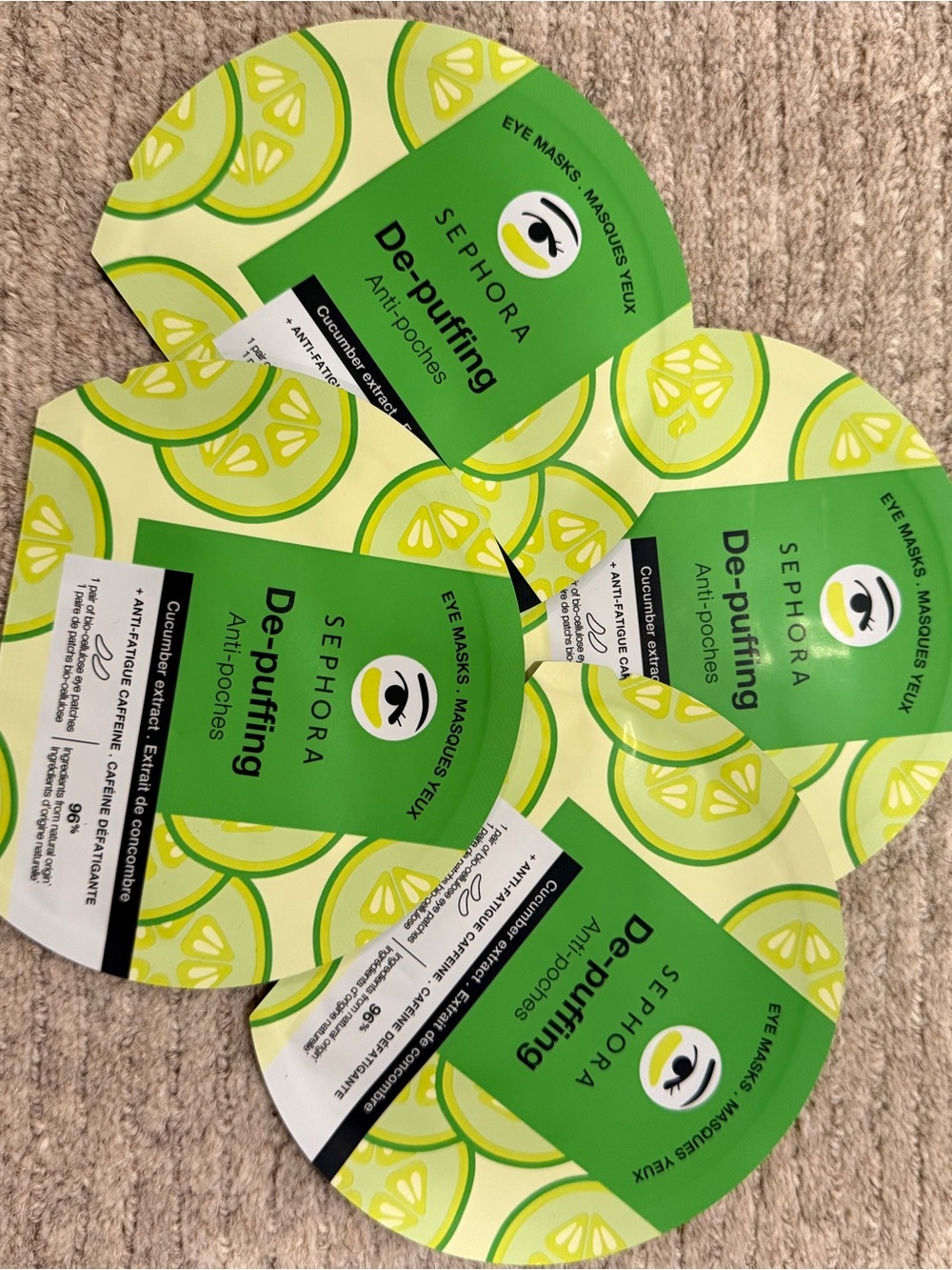 Sephora De-puffing Eye Masks — Bright Green & Yellow Citrus